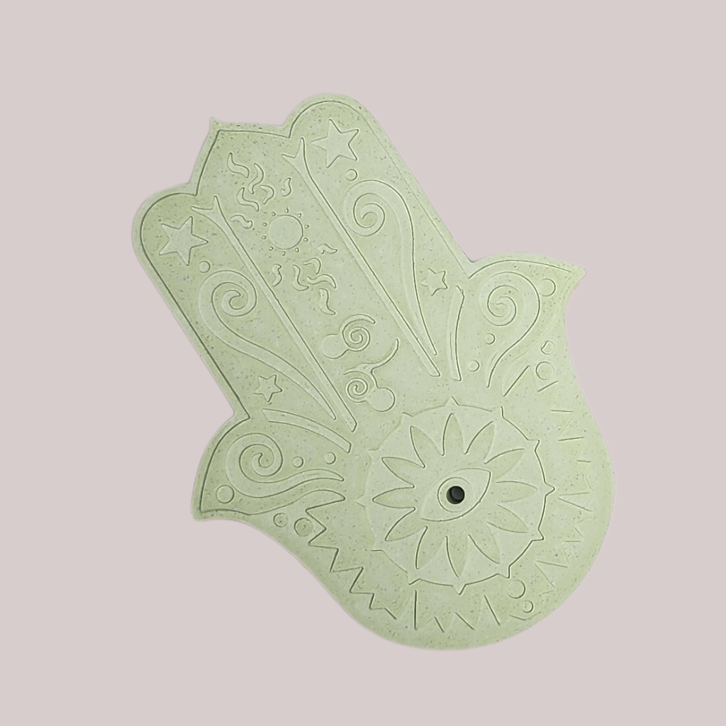 Portainciensos caja de madera para almacenamiento - mano hamsa concreto