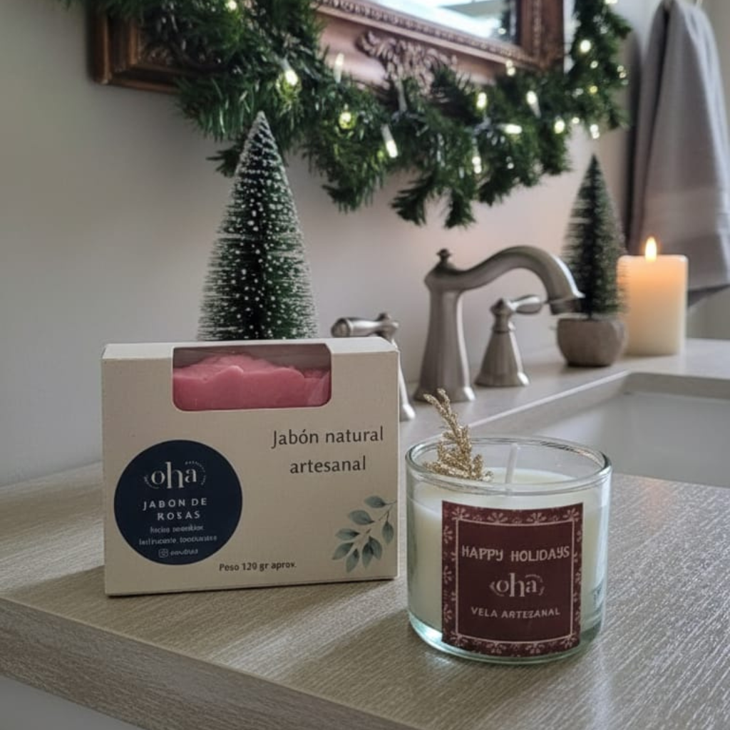 Regalo Baño de luz - jabón artesanal y vela aromática