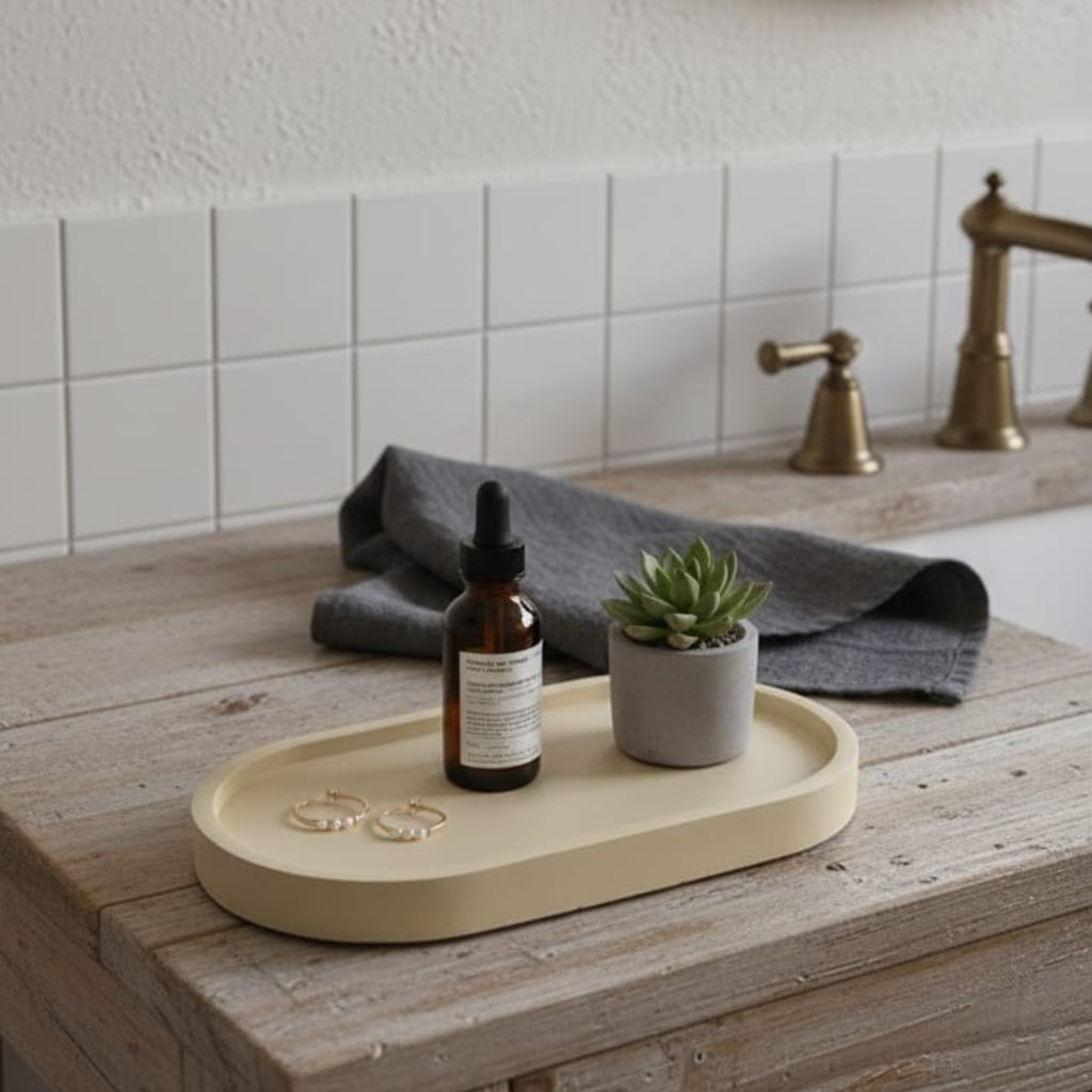 Bandeja de concreto decorativa