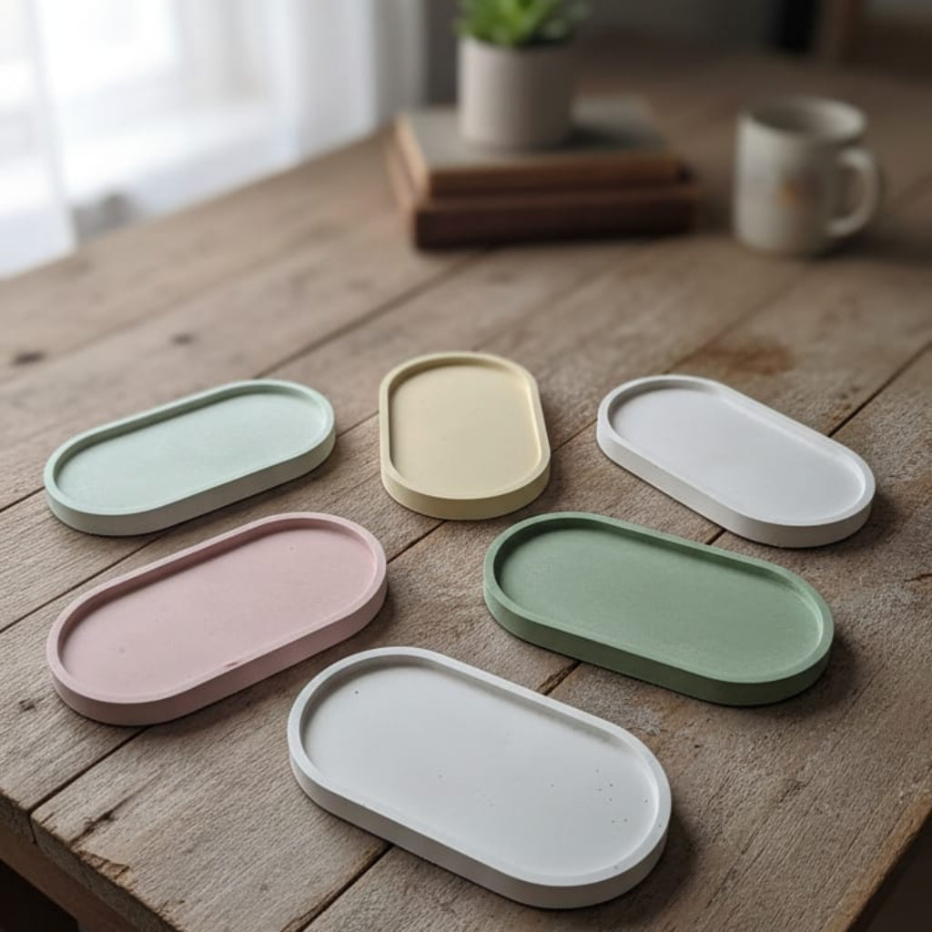 Bandeja de concreto decorativa