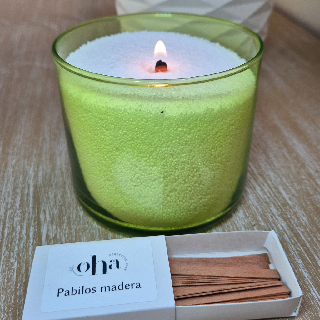 Pabilos de madera para velas de cera perlada