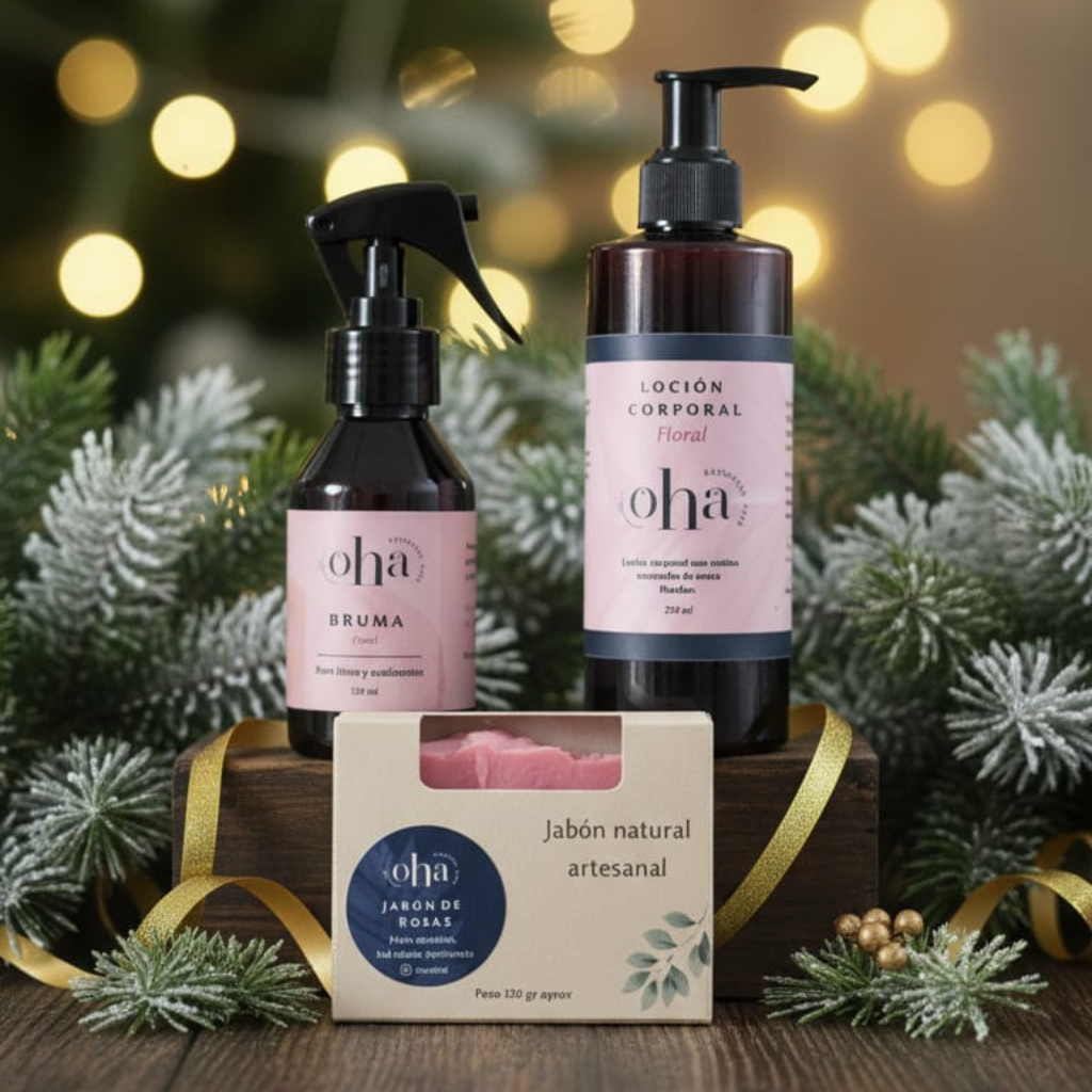 Regalo Equilibrio natural - Crema corporal, bruma para linos, jabon artesanal