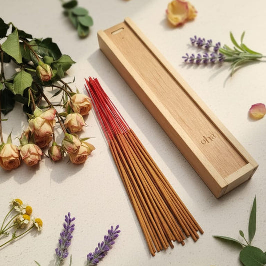 Portainciensos caja de madera para almacenamiento - mano hamsa concreto