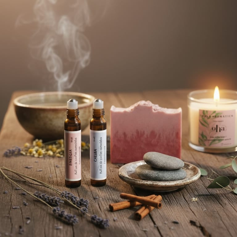 Regalo Rituales - Rollon aromaterapia, jabón artesanal, vela aromática