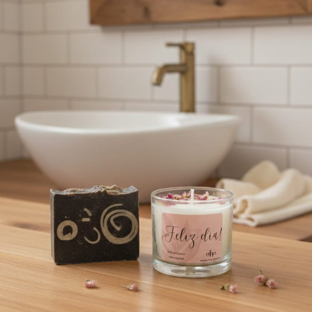Regalo Baño de luz - jabón artesanal y vela aromática