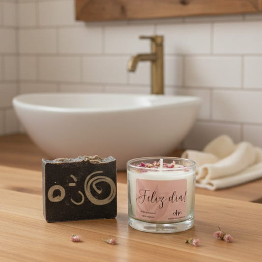 Regalo Baño de luz - jabón artesanal y vela aromática