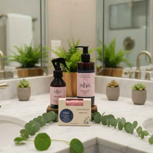 Regalo Equilibrio natural - Crema corporal, bruma para linos, jabon artesanal